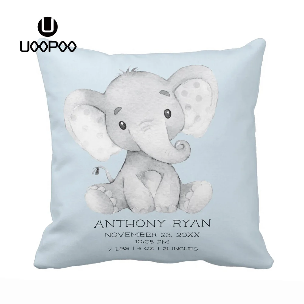 Elephant Home Decor Pillow Cover Natural Color, Not White The Cotton & Canvas Co Cushion Cover and Decorative Throw Pillow Cover for Nursery and Kid's Room Pillowcase