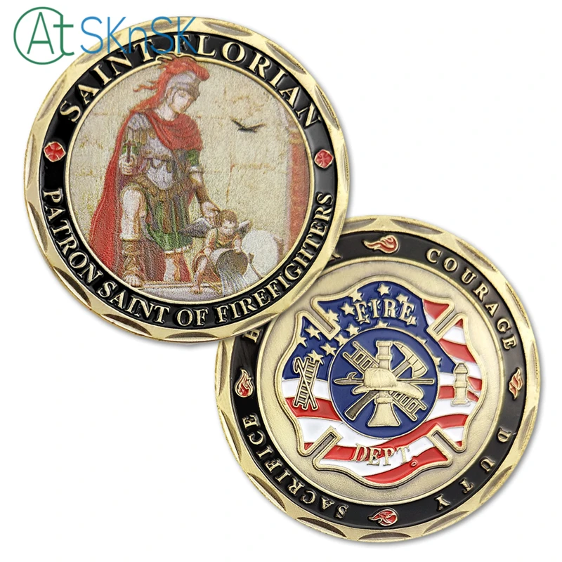 

1/3/5/10pcs Saint Florian Patron Saint of Firefighters Challenge Coin Firefighters Prayer Fire Department Coin collectibles gift