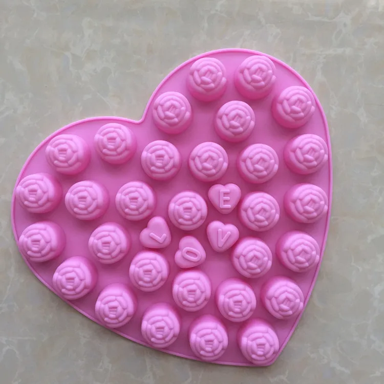 Mini Rose Flower Ice Cube Heart Shape chocolate mold silicone soap making mould