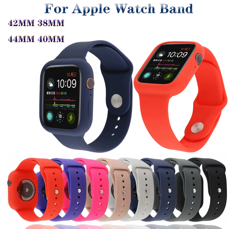 

Silicone Bracelet Strap&Shock-Proof Case for apple watch 4 44/40mm wrist bands Protective Bumper for iwatch Series 3 2 1 42/38mm