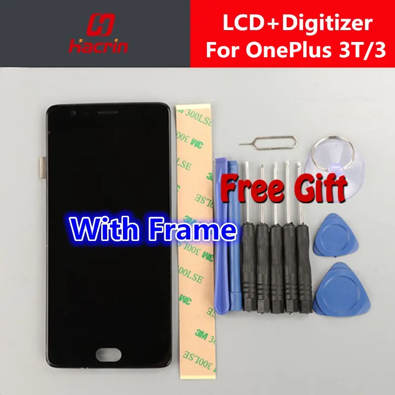 OnePlus 3T Screen With Frame OnePlus 3T Lcd Display Touch Screen Digitizer Assembly Replacement For Oneplus