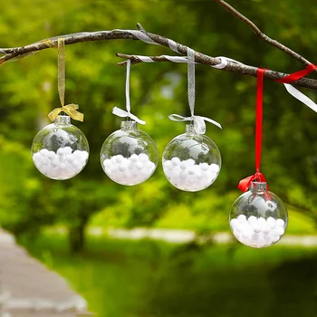 

Free Shipping 7pcs/pack Diameter=8cm Glass Christmas Ball Transparent Hanging Globe Home Wedding Party KTV Decoration