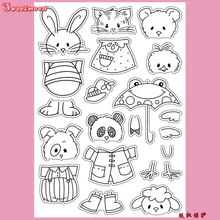 DIY ANIMAL FACE CAT DOG RABBIT Scrapbook DIY photo card account rubber stamp clear stamp transparent stamp card maker