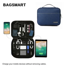 Bagsmart, водонепроницаемые электронные аксессуары, дорожная сумка-Органайзер, мужская дорожная сумка с кабелем для внешнего аккумулятора, SD карта, подходит для iPad Mini