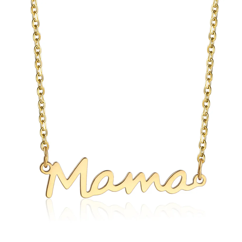 Olowu, на заказ, классическое ожерелье на День Матери с минимальным значением буквы «мама», ожерелье с подвеской, ювелирные изделия из нержавеющей стали, ожерелье с алфавитом для мам - Окраска металла: Золотой цвет
