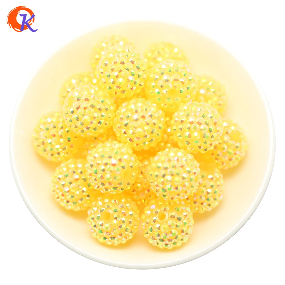 

R15 Cordial Design 20MM 100Pcs/Lot Jelly Yellow Chunky Resin Rhinestone Beads Chunky Beads For Necklace Making CDWB-516004
