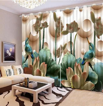 

louts curtains Flowers print Chinese Customized 3D Blackout Curtains Living Room Bedroom Hotel Window