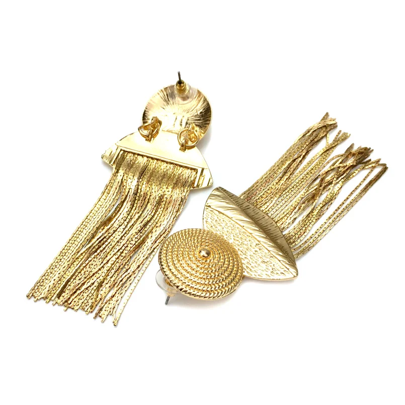 MANILAI Геометрическая длинная цепь из сплава кисточкой серьги для женщин Этнические украшения в стиле "Бохо" массивные висячие серьги модный подарок