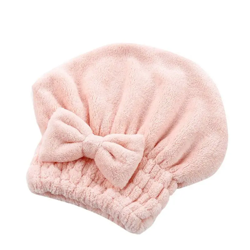 Домашняя утолщенная сухая шапочка для волос с бантиком, впитывающее полотенце для душа для ванной комнаты, мягкое тонкое волокно, сухая шапочка для волос, принадлежности для душа