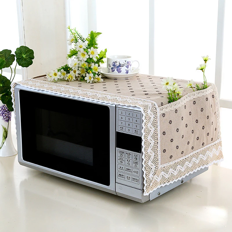 

New Simple Lace Microwave Dustproof Pil-proof Cover Towel Multi-function Electric Oven With Storage Bag Home Decoration