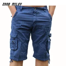 Мужские летние военные мешковатые шорты Карго, Модные свободные хлопковые пляжные шорты с несколькими карманами, повседневные шорты Карго до колена размера плюс