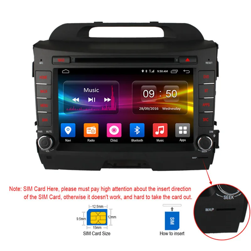 Perfect 4G 2GB RAM Octa Core Android 6.0 Car DVD Player for Kia sportage R 2010 2011 2012 2013 2014 2015 GPS Navigation Radio Stereo BT 5