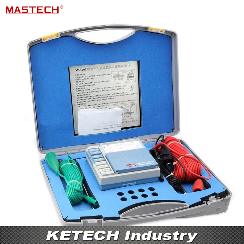 

MASTECH MS5209 Pointer Ground Resistance Tester Analog Earth Resistance Tester Meter 10ohm to 1000ohms Low Power