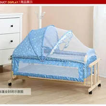 Деревянная детская кроватка на колесиках, детская кроватка для мамы и детей, детская кроватка с сеткой, 100*50*46 см, горячая распродажа