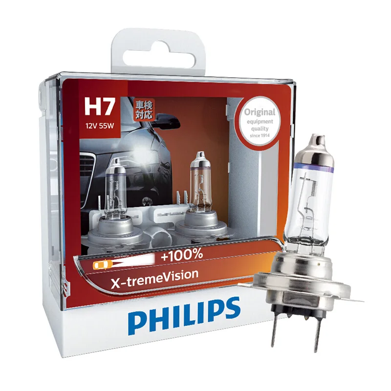 Оригинальные автомобильные фары Philips H7 12V 55W PX26d X-treme Vision, яркие галогенные лампы, ECE, одобрено на больше, пара