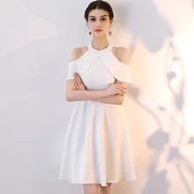 Женские Элегантные вечерние платья для студентов белое вечернее платье для выпускного вечера и выпускного вечера атласное мини Дешевое платье для вечеринки Vestidos De Festa