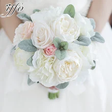 Букет пионов, цвета слоновой кости, розовая роза, румяна, пион, цветы, шелк, белый пион, букет для свадьбы, невесты, Брида, розовые букеты, Декор