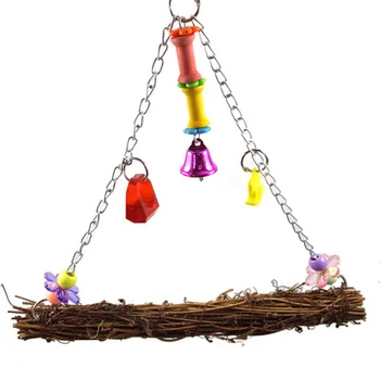 

Natural Rattan Parrot Gnawing Toy Parrot Standing Bar Stand Bird Toy Parrot Supplies Star Rings Pet Products Bird Supplies 2pcs