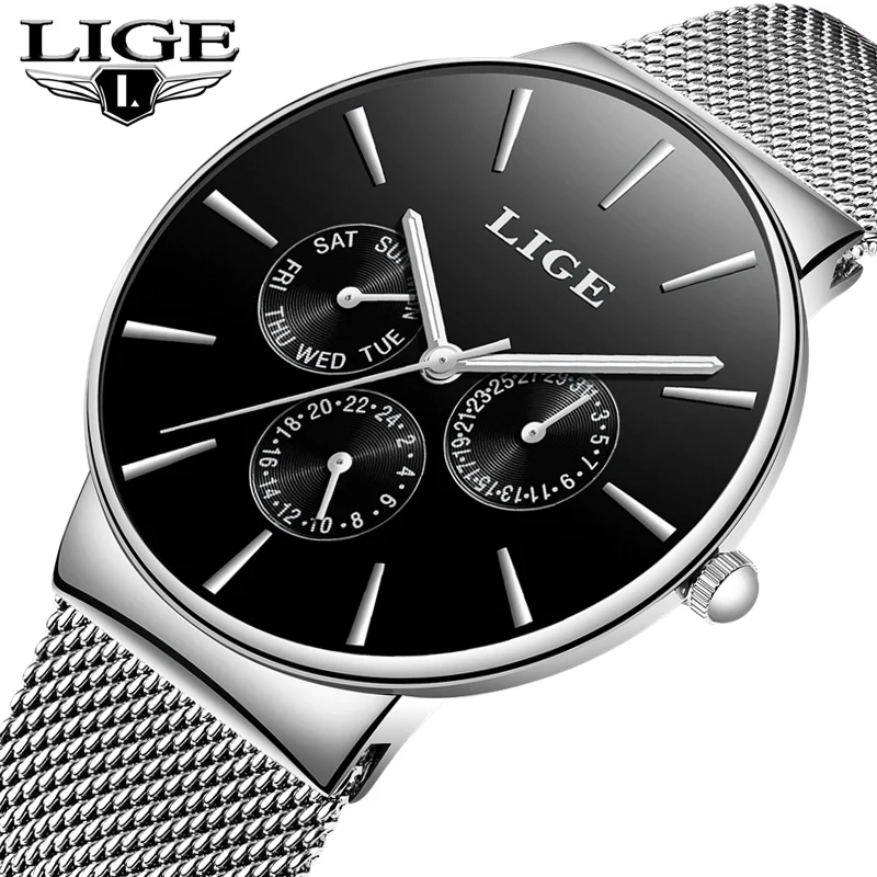 

LIGE Mens Watches Fashion Ultra Thin Business Top Brand Casual Luxury Quartz Watch Men Sports Waterproof Watch Relogio Masculino