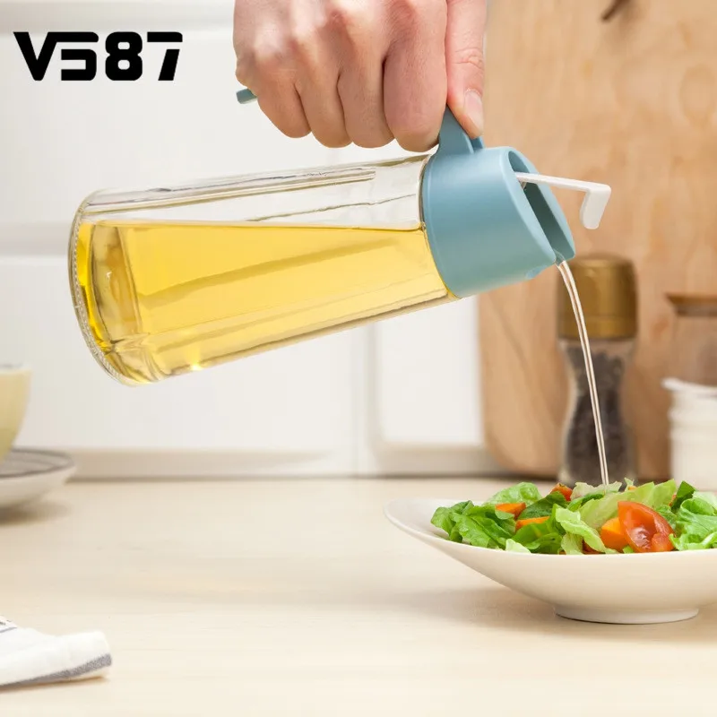 500ml Glass Gravy Boat Seasoning Jar Dispenser Vinegar Soy Storage