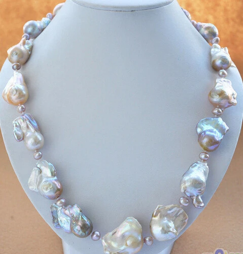 

Wholesale >>HUGE 20" PINK LAVENDER BAROQUE KESHI REBORN PEARL NECKLACE