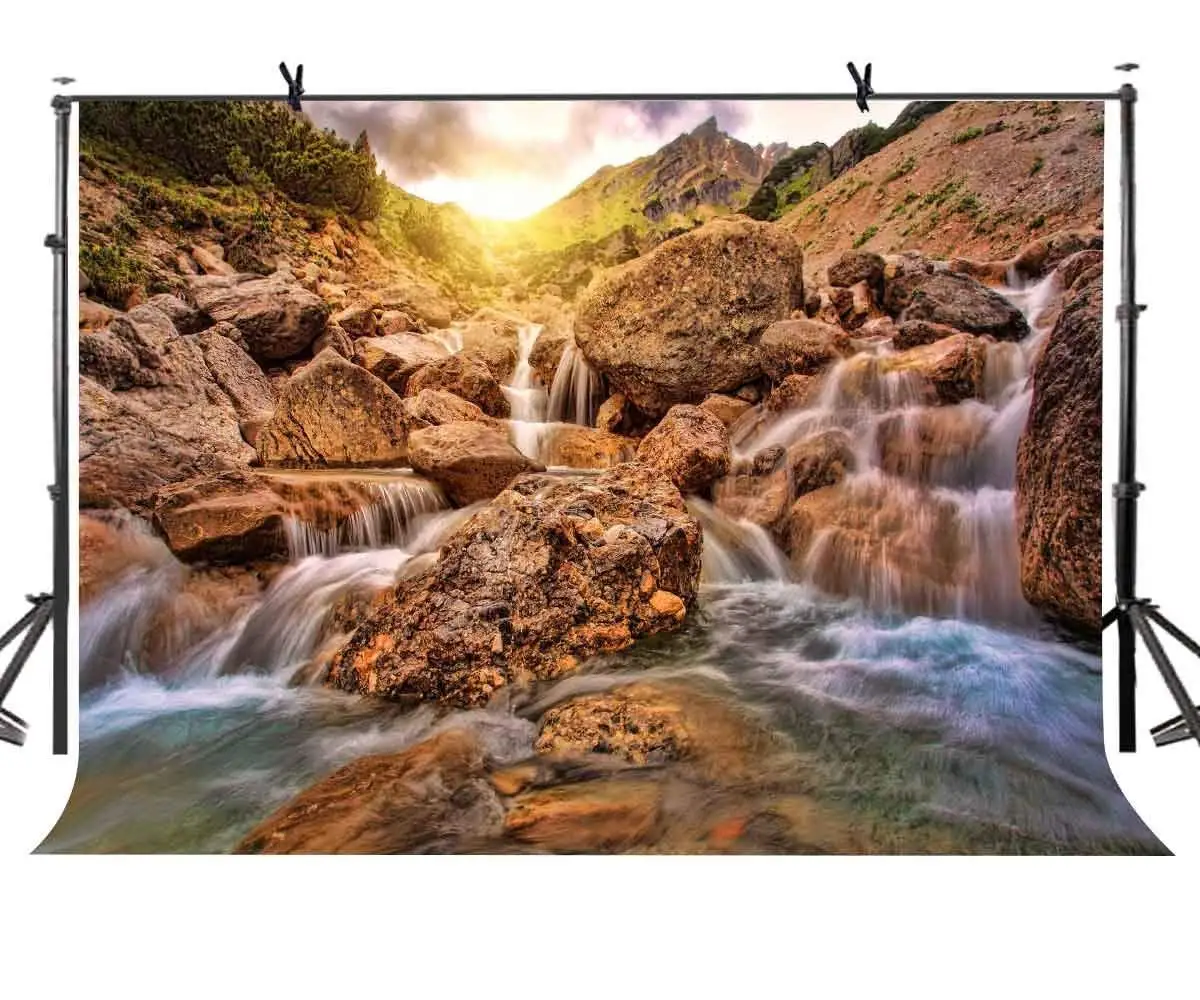 

7x5ft Alpine Stream Backdrop Alpine Stream Nature Scenery Photography Background and Studio Photography Backdrop Props