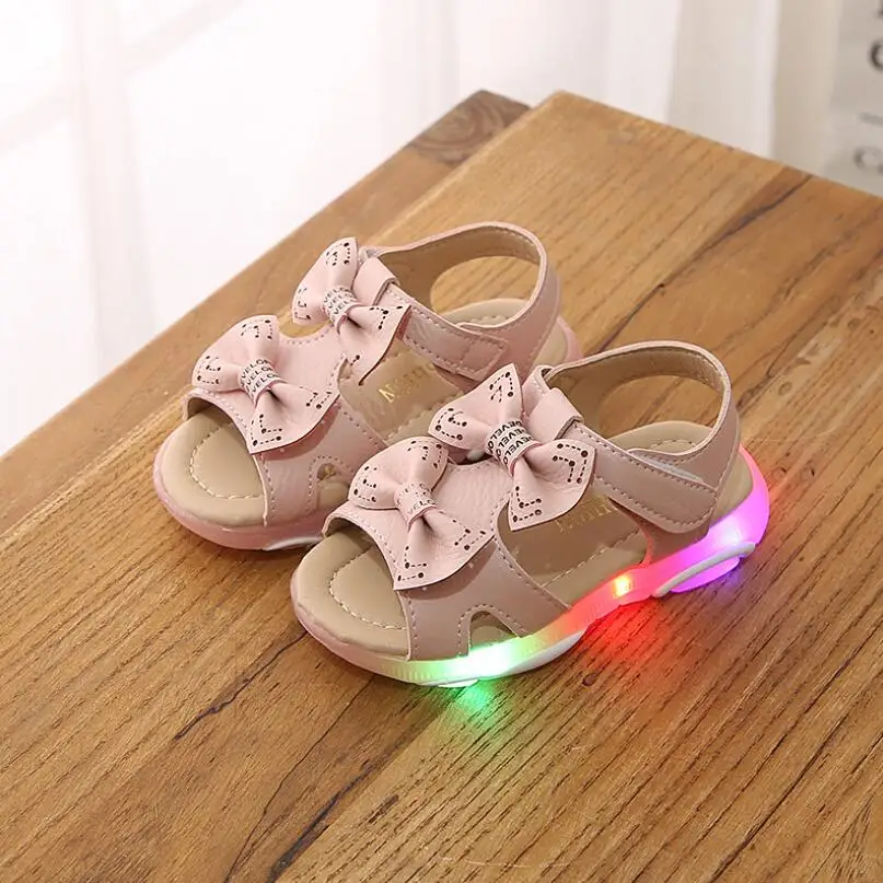

Toddler Sandals For Baby Girl New Summer Children Led Shoes Girls Princess Shoes With Bow Kids Led Sandals Pink White