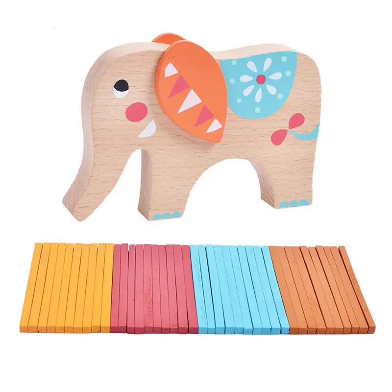 Новинка, деревянные игрушки для детей с изображением слона/верблюда, деревянные блоки, игрушки для детей, развивающие игрушки Монтессори для мальчиков - Цвет: Черный