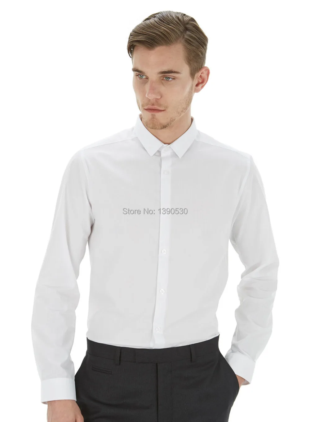 Дизайн хлопок чистый белый классический воротник рубашки для мужчин