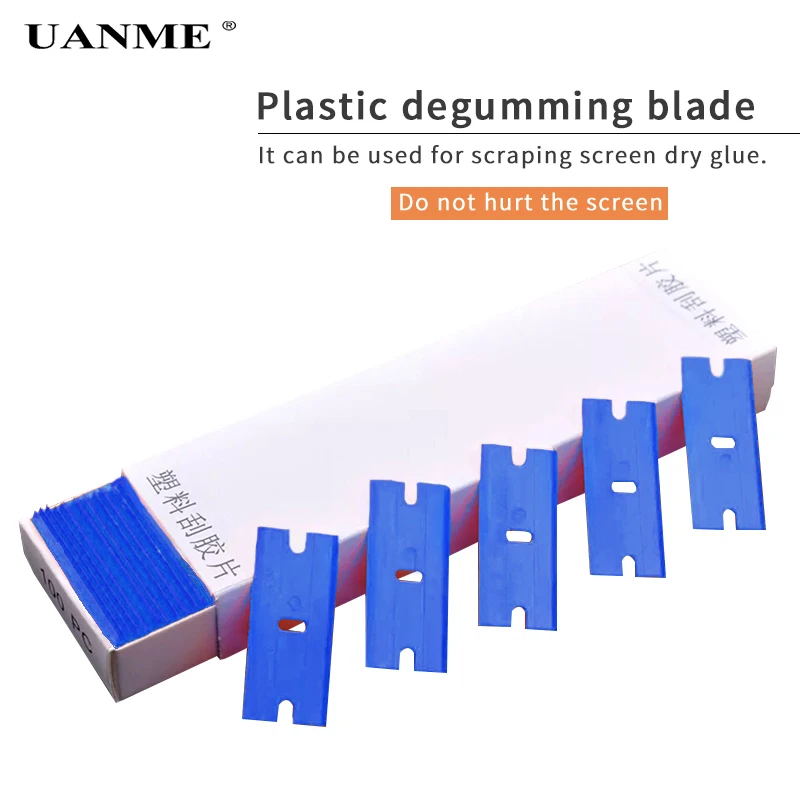 

UANME 100pcs Double Edged Razor Blades Razor Scraper Window Glass Car Cleaning Tool Vinyl Film Sticker Glue Remover Squeegee