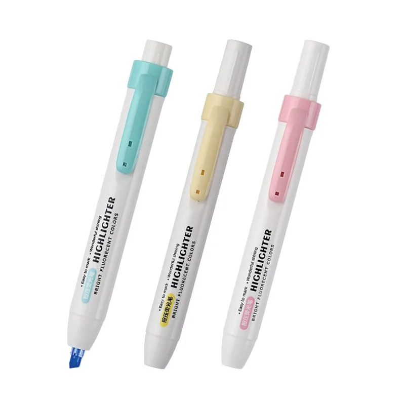 

6pcs/set Bright Fluorecent Colors Retractable Highlighter Kawaii Marker Pens DIY Graffiti Art Markers Cute Korean Stationery