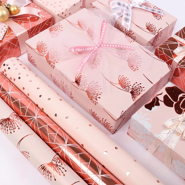 2 Pcs Rose Wrapping Paper Shinny Craft Gift DIY Men Frosted
