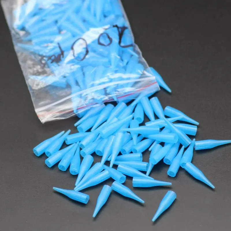 Tattoo Needle Cap Disposable Eyebrow Tattoo Permanent Makeup Machine Nozzle Tip Blue 1R 3R