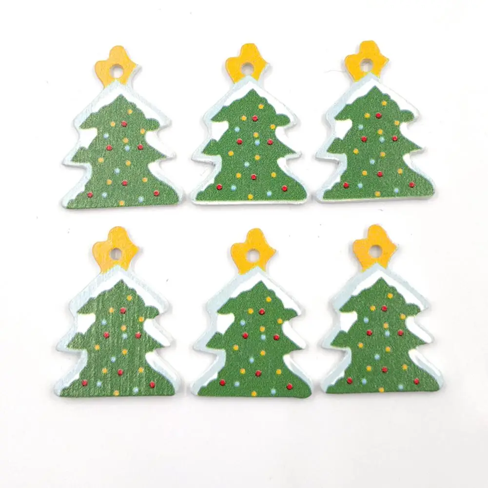 

50Pcs Mini Christmas Tree Wooden Buttons DIY Sewing Needlework Scrapbook Craft hot 2019