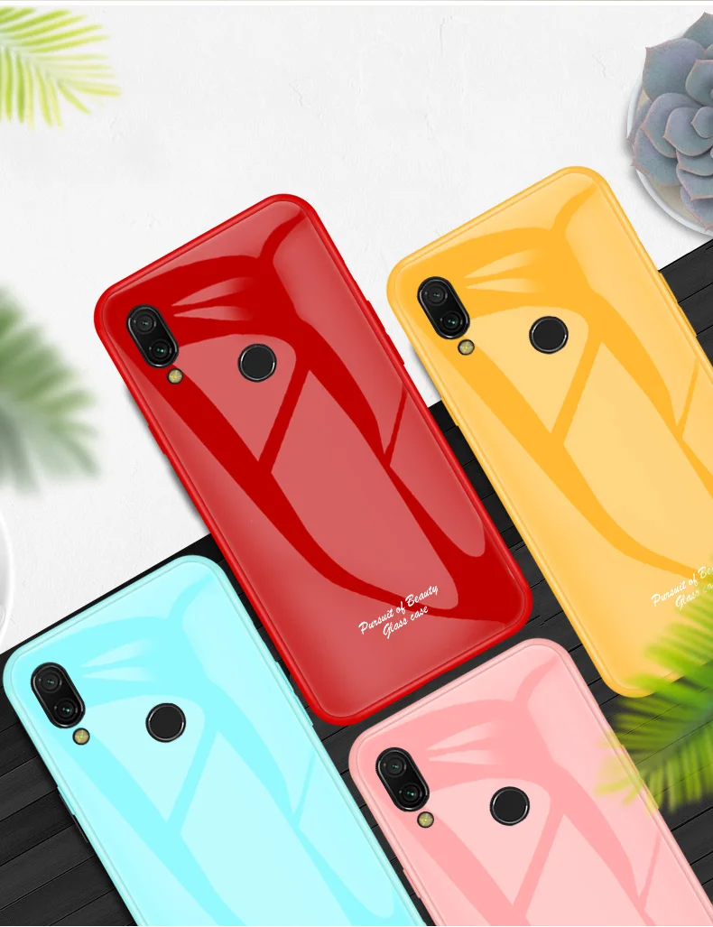 Redmi Note 7 Fahsion Macaron закаленное стекло крышка для Xiaomi Redmi Note 7 6," Силиконовый противоударный чехол корпус на Redmi Note 7