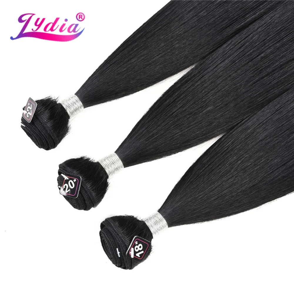 Lydia Synthetic Yaki Straight Hair Weave Hair Bundles 18inch-22inch 4pcs/Pack With Free Closure Extensions