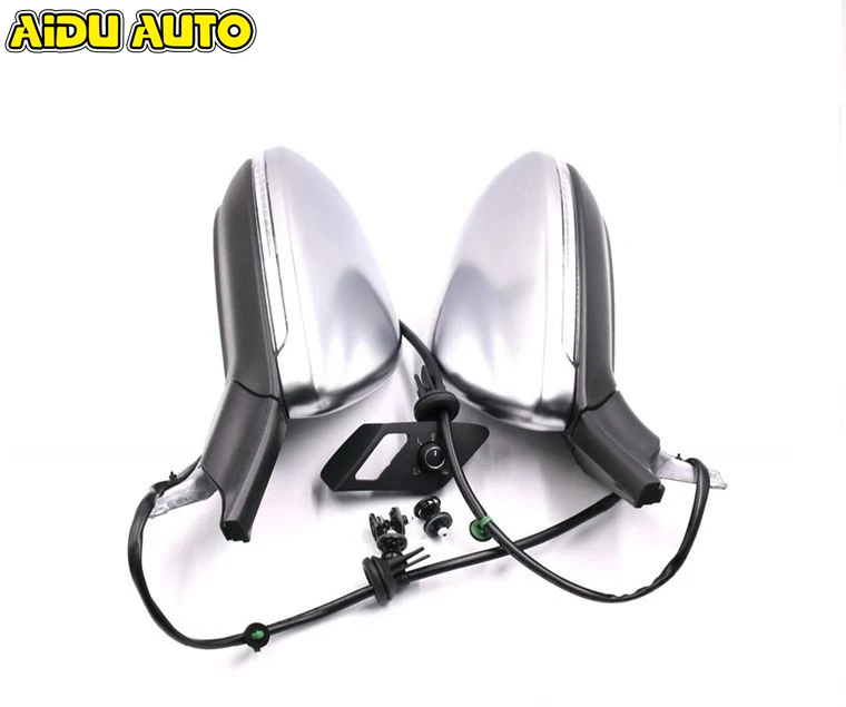 

For VW Golf 7 MK7 VII AUTO folding electric folding mirror GLASSES with Chrome aluminum Satin finish Silver Cover