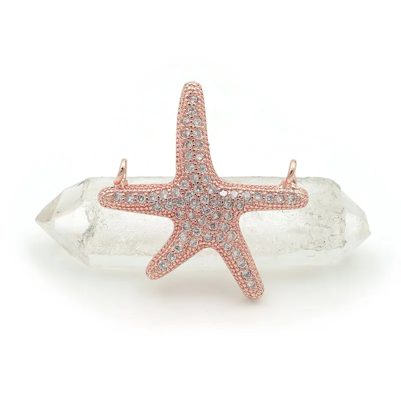 22*22*3 мм микро проложить прозрачный CZ Морская звезда Шарм двойные петли подходит для изготовления ожерелья ювелирные изделия