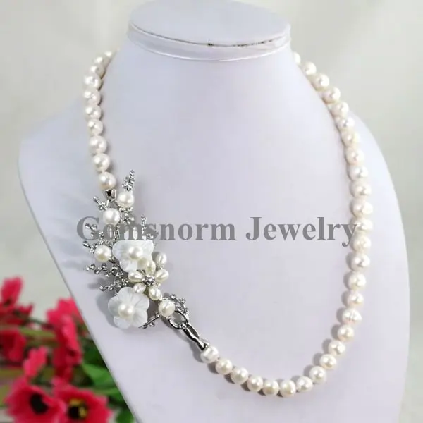 18-20" 3Row 7-8mm Freshwater Pearl Necklace X2844 Wedding——MORE COLORS 