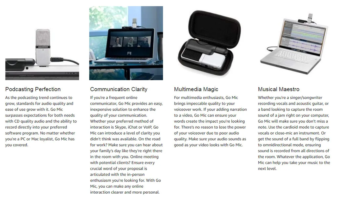 Ceny 100% oryginalny SAMSON Go mikrofon klip mikrofon komputer przenośny USB pojemnościowy nagrywanie wideo Wav mikrofon na laptopa Ipad Juitar