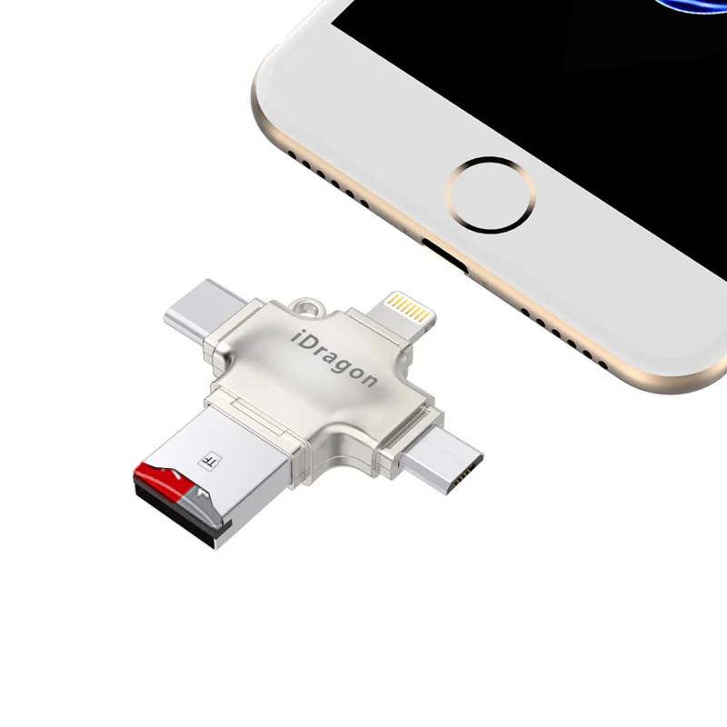 Dteens USB Flash Drive 4 in 1 Type c/Lightning/Micro USB/USB 2.0 For