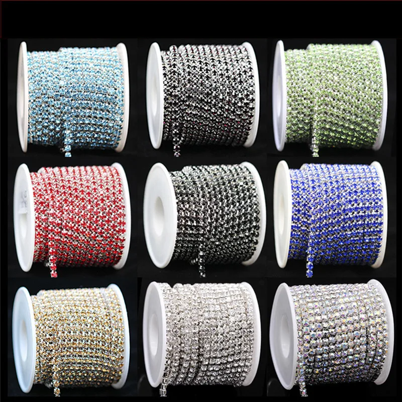 

Strass Chain Garment Rhinestones 2MM/3MM/3.8MM Colorful Rhinestone Decorations 1Yard Sewing Crafts Accessories Beaded Applique