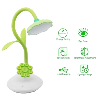 

Dimmable Touch LED Night Light Table Lamp Reading Light Eye-Protection Rechargeable Flexible Study Desk Lamp With Phone Holder