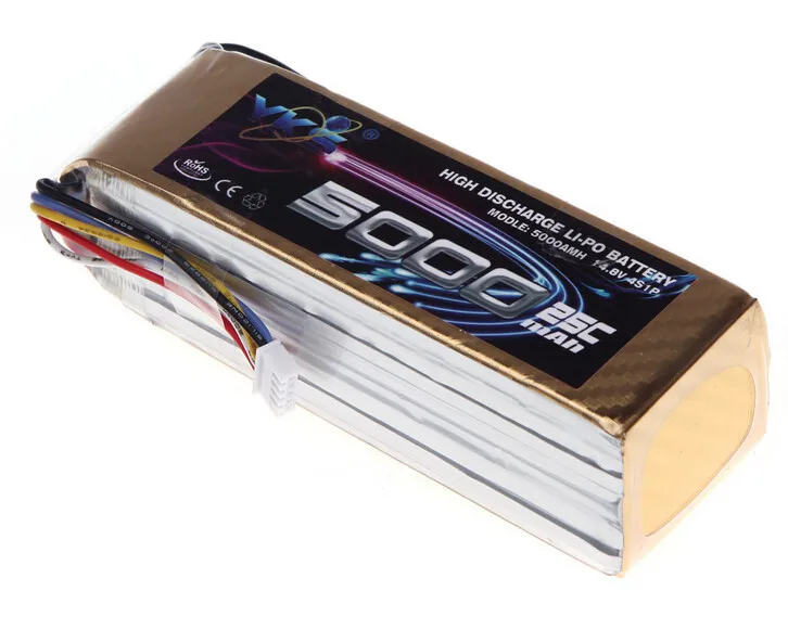 

1pcs YKS Lipo Battery 14.8V 5000mah 25C MAX 40C XT60 Plug for RC Car Boat Airplane F550 S800 FPV Multirotor