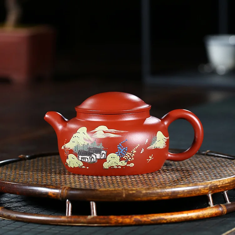 Dahongpao Tea Эмалированный керамический чайник, полностью ручная НЕОБРАБОТАННАЯ руда, ярко-красный халат, чехол для крупного рогатого скота, лотос, известный вентилятор Ци Хон кунг-фу, чай есть чайник - Цвет: Dahongpao Tea