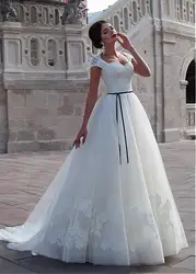 2019 платье принцессы на свадьбу, платье с короткими цельнокроеными рукавами; обувь под свадебное платье для невесты с аппликацией из