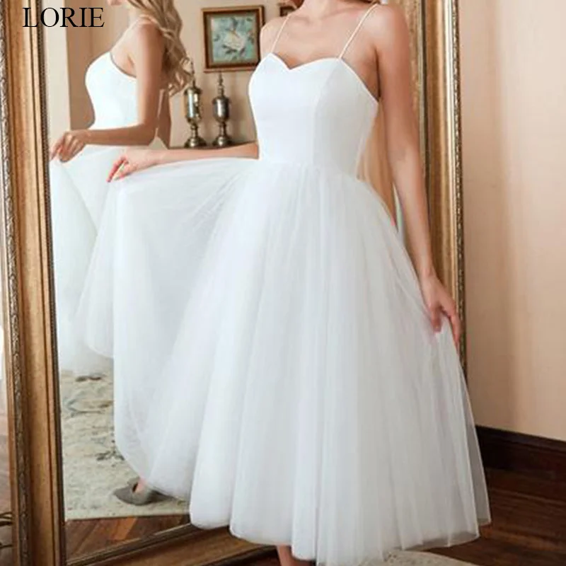 LORIE свадебное платье на тонких бретелях со шнуровкой А-силуэт; обувь под свадебное платье для невесты белого цвета и цвета слоновой кости, простой vestido de Casamento изготовленный на заказ размер