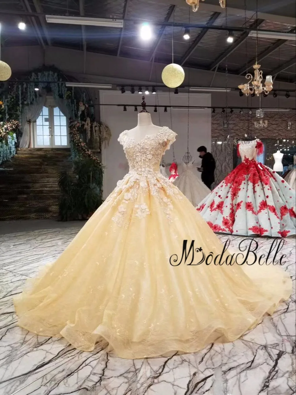 light yellow evening gown
