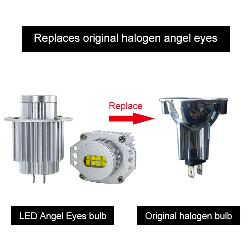 2Pcs Angel Eyes CANbus 80W LED Headlight Marker Light Bulbs Error Free For E90 E91 3 Series 2005 2008 Super White I3566400220 - View #4