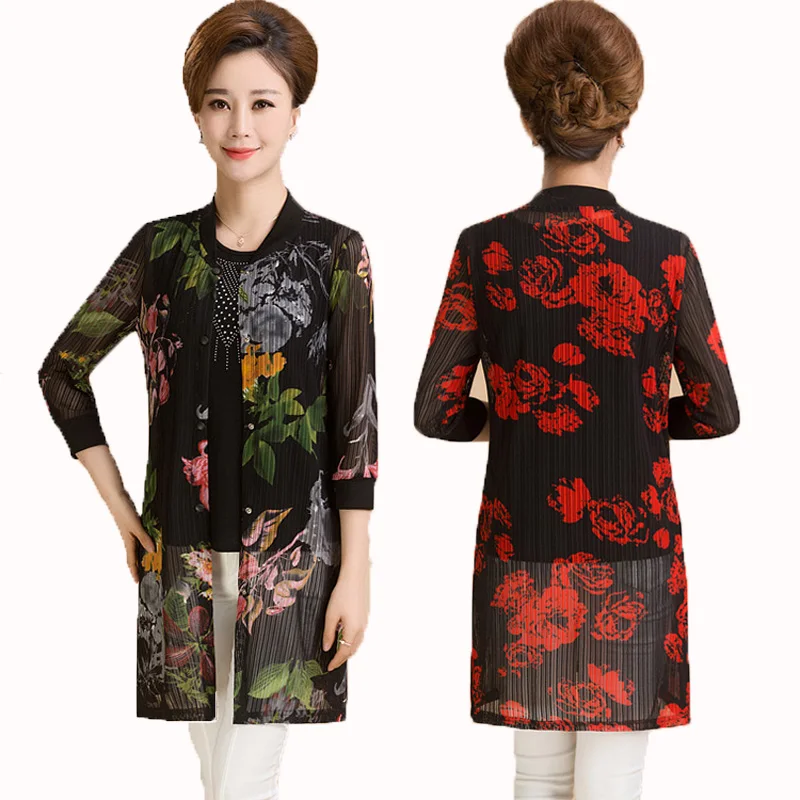 2017 Summer Cardigan Dress Tunics Vintage Floral Striped Chiffon Dress Vestidos Mujer Robe Femme XL~4XL 5XL Big Plus Size W058 plus-floral-dress : image 2017 Summer Cardigan Dress Tunics Vintage Floral Striped Chiffon Dress Vestidos Mujer Robe Femme XL~4XL 5XL Big Plus Size W058 plus-floral-dress